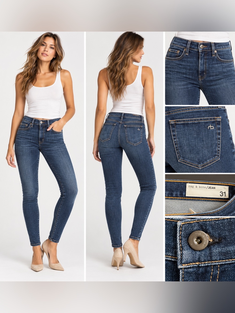 rag & bone Skinny Jeans in Dark Blue